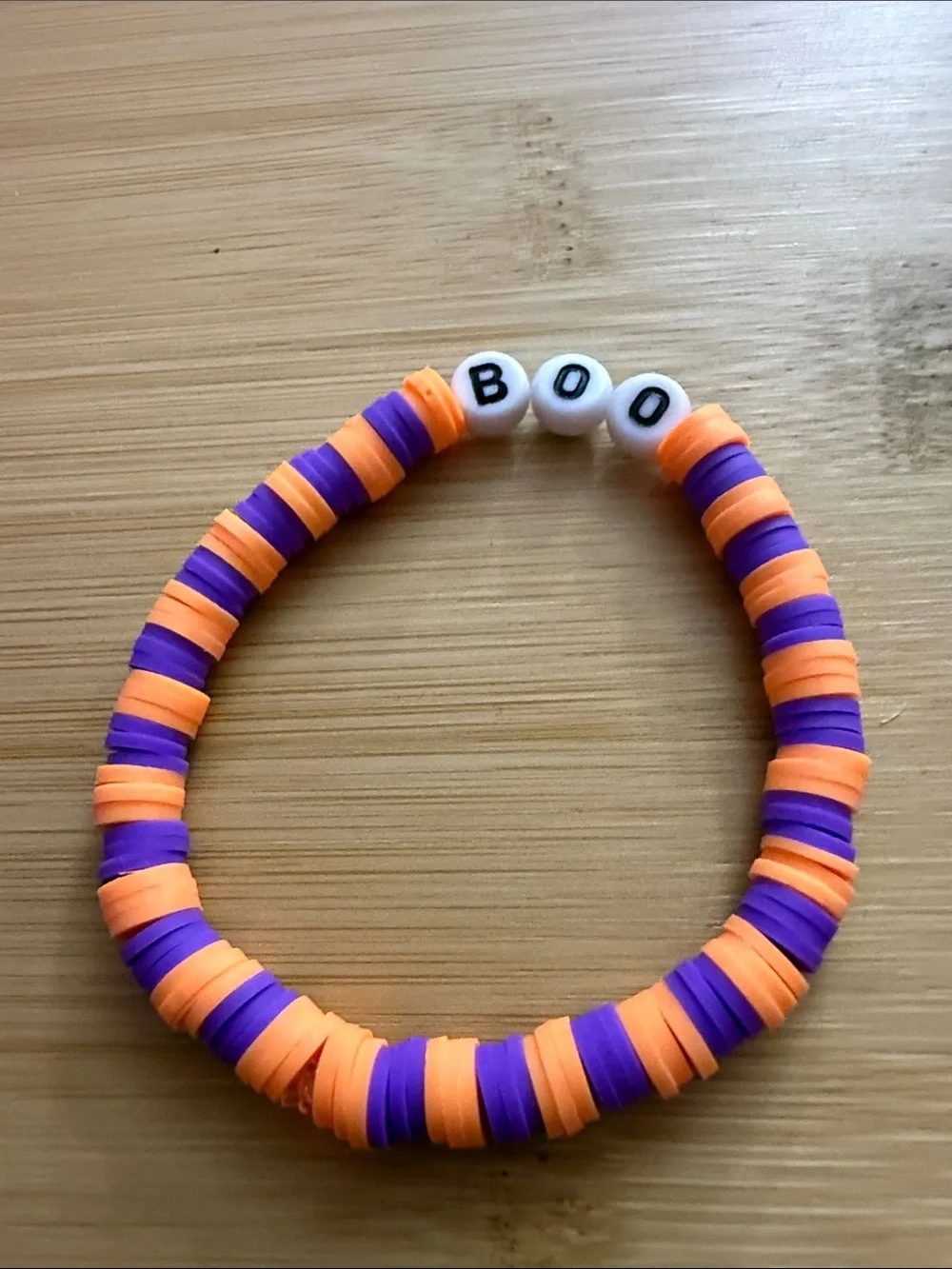 Kids Halloween 'BOO' Stretch Bracelet in Orange and Purple